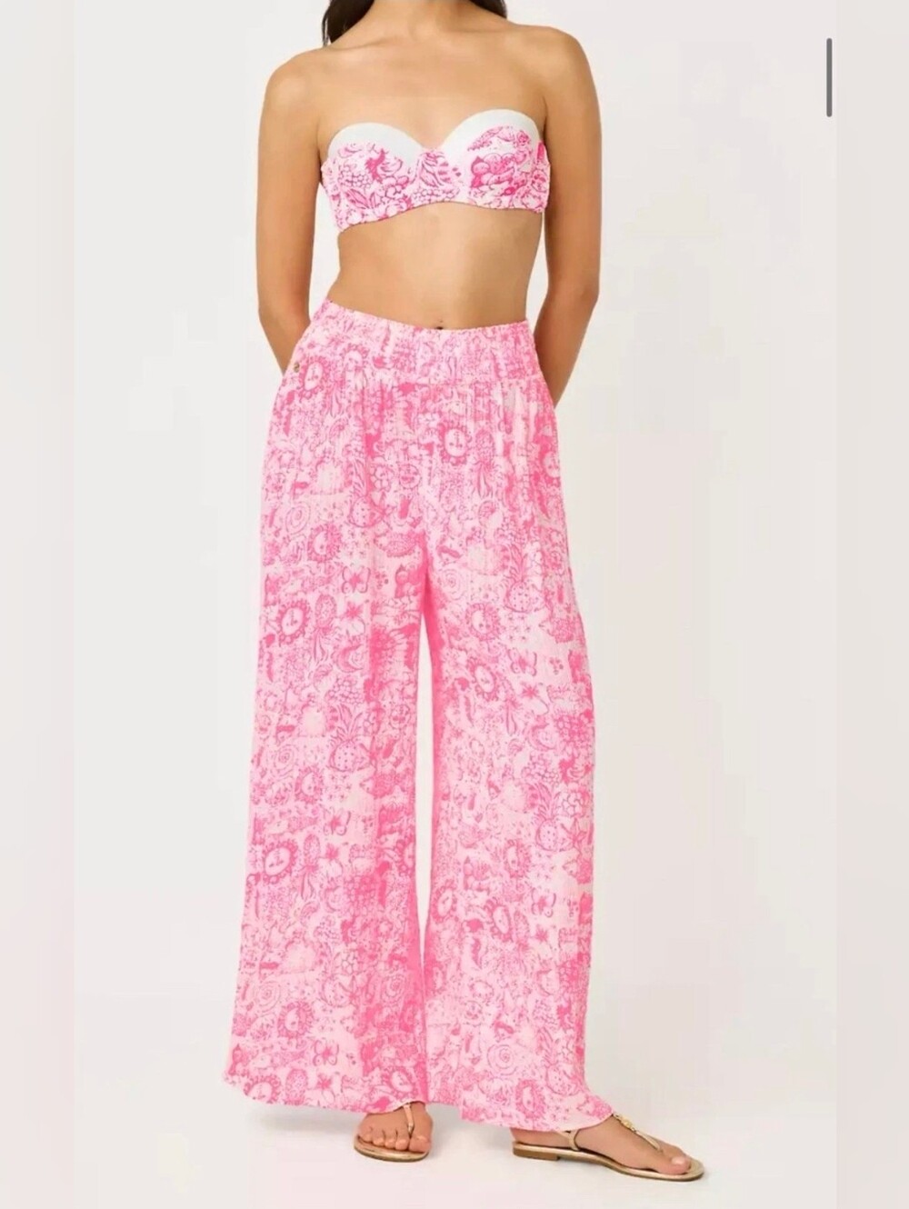 Lilly Pulitzer Small 28" Enzo Cotton Cover-Up Pant Ret $108 Cherry Blossom Pink